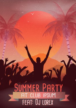 Retro yaz Beach parti el ilanı - vektör çizim