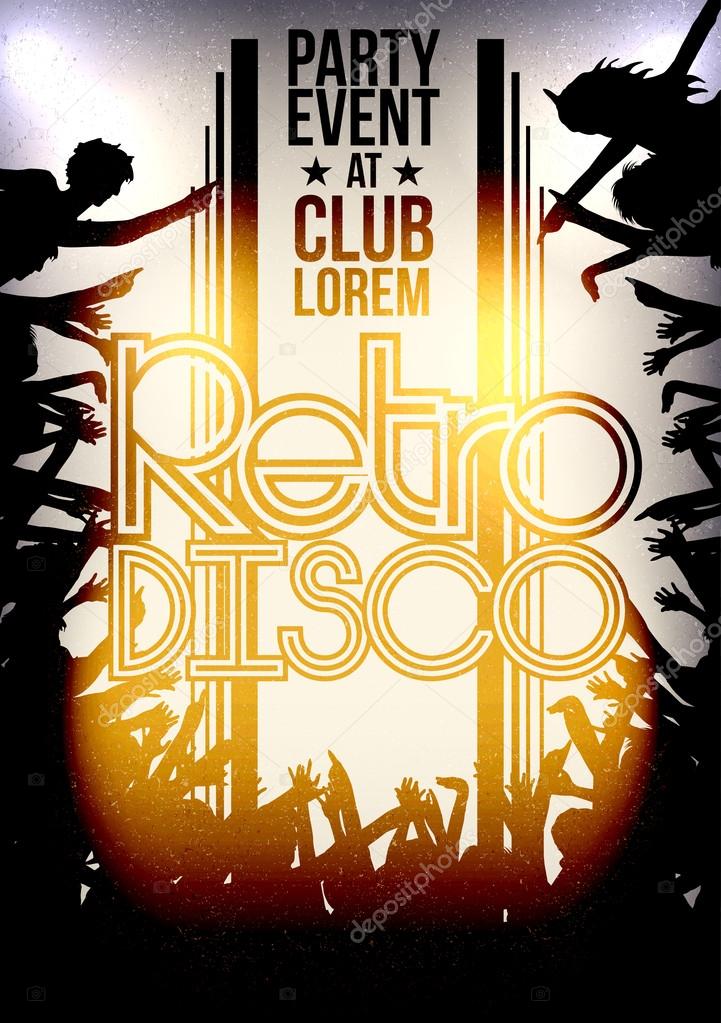 Retro Party Invitation Poster Design - Vector Illustration