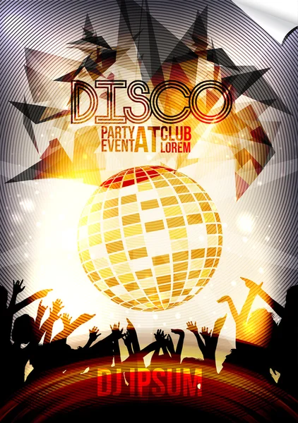 Retro Disco Party Invitation Poster Design - Vector Illustration — Stock Vector