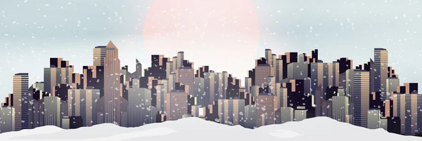 Gród zimowa Panorama - ilustracja wektorowa — Wektor stockowy