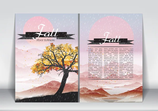 Abstract Flyer Brochure Design Template of Fall Season with Abstract Trees - Vector Illustration — Stock Vector