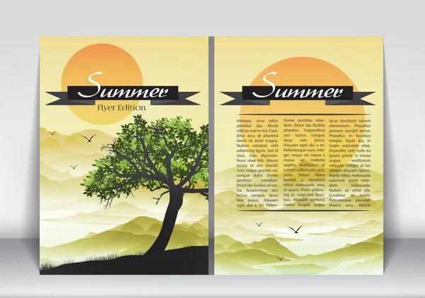 Abstracte Flyer Brochure ontwerpsjabloon van Sumer seizoen met abstracte bomen - vectorillustratie — Stockvector