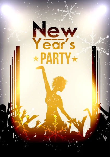 군중 들과 행복 한 새 해 파티 이벤트 배경 — 스톡 벡터
