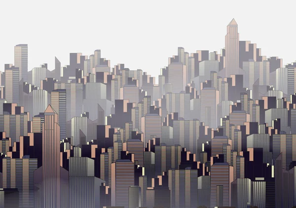 Пейзаж современного города с небоскребами - векторная иллюстрация — стоковый вектор
