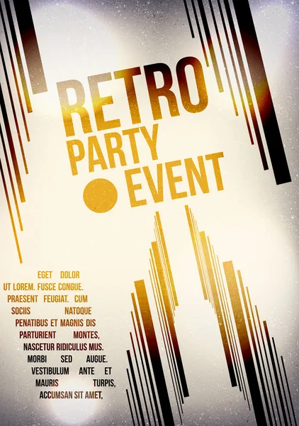 Retro Party Invitation Poster Design - Ilustrație vectorială — Vector de stoc