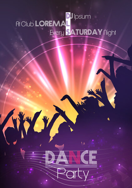 Dance Party Poster Background Template - Vector Illustration