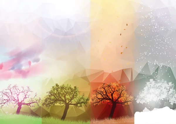 Vier Jahreszeiten Banner mit abstrakten Bäumen - Vektorillustration — Stockvektor