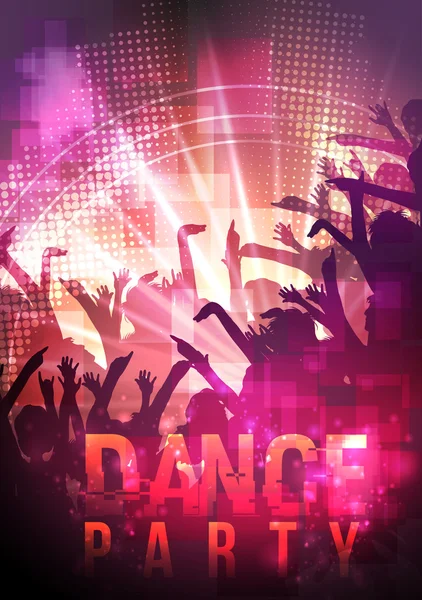 Dance Party Night Poster Background Template - Vector Illustration — Stock Vector
