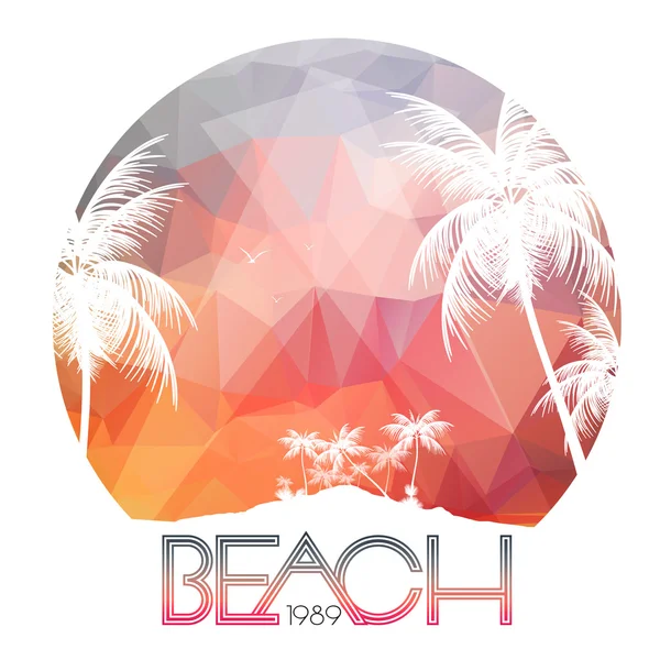 Beach Party affisch med Tropical Island och palmer - vektor Illustration — Stock vektor