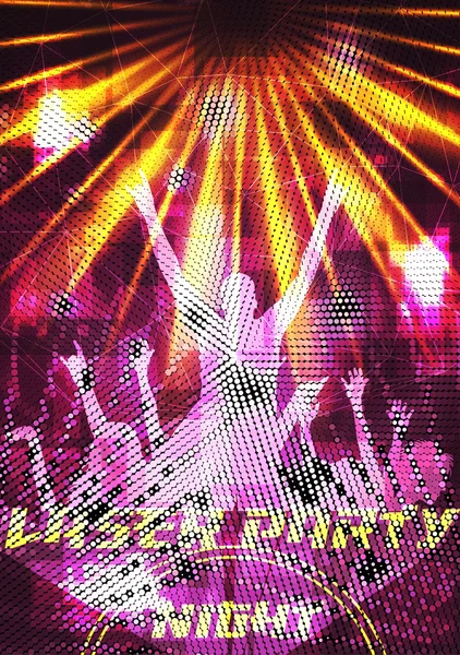 Affiche de fête disco laser avec modèle d'arrière-plan de foule Illustration vectorielle — Image vectorielle