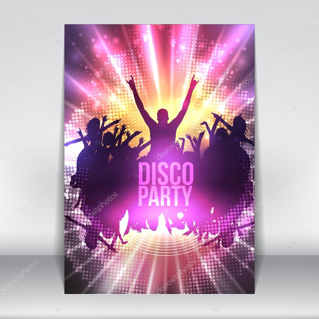 Dance Party Night Poster Background Template - Vector Illustration