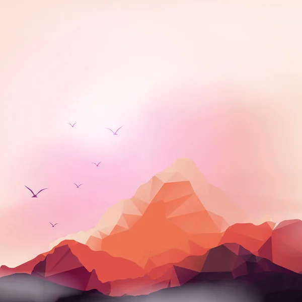 Geometric Mountain and Sunset Background - Vector Illustration — Stock Vector