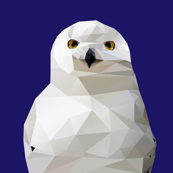 Abstract Low Poly Snowy Owl, (Bubo scandiacus) - Ilustração vetorial — Vetor de Stock