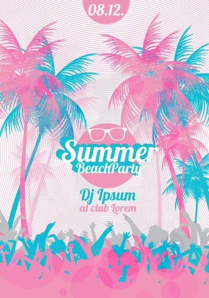 Retro yaz plaj partisi vektör ilanı - vektör çizim