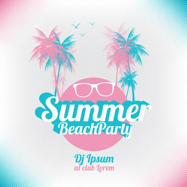 Retro yaz plaj partisi vektör ilanı - vektör çizim