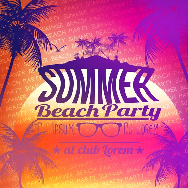 Cartel de fiesta en la playa de verano - Ilustración vectorial — Vector de stock