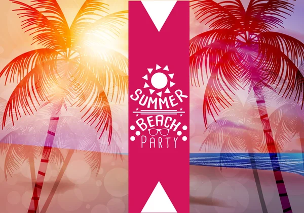 夏のビーチのパーティの告知ポスター ベクトル イラスト — ストックベクタ