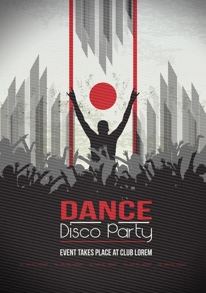 Dancing People Party Crowd Disco Background - Vector Illustration — Stock Vector