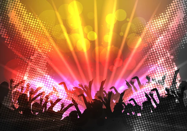 Dancing People Party Crowd Disco Background - Vector Illustration — Stock Vector