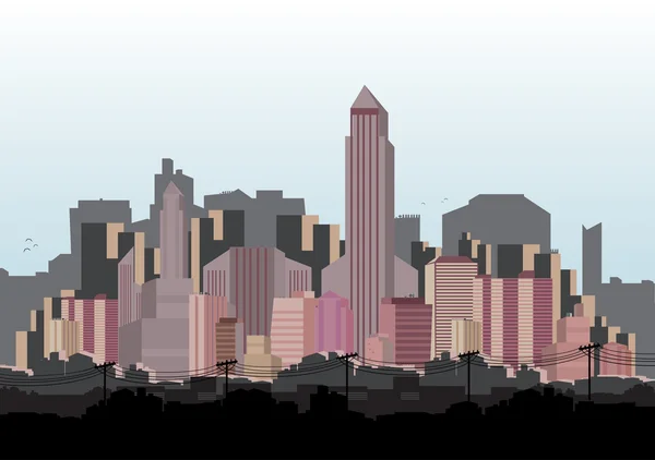 De Skyline van de stad - vectorillustratie — Stockvector