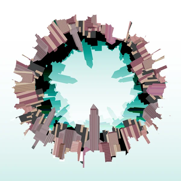 City Skyline Fish eye- Vector Illustration — Stock Vector