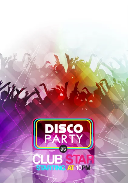 Dancing People Party Crowd Disco Background - Vector Illustration — Stock Vector