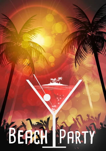 Tropikal kokteyl parti afiş tasarımı - vektör çizim — Stok Vektör