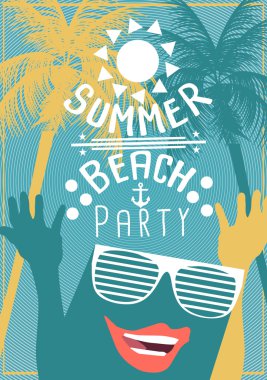 yaz plaj partisi poster - vektör çizim