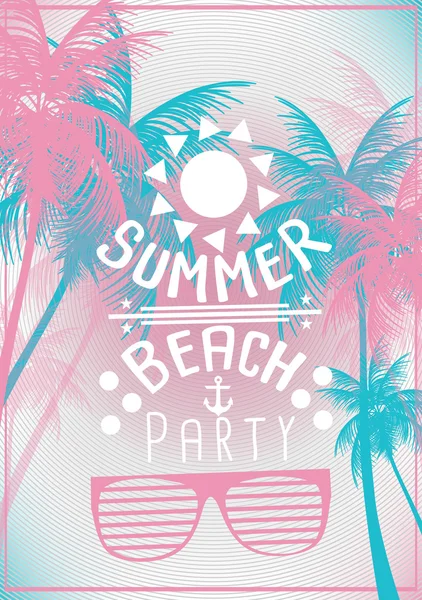 Summer Beach Party Poster - Vector Illustration — Stock Vector