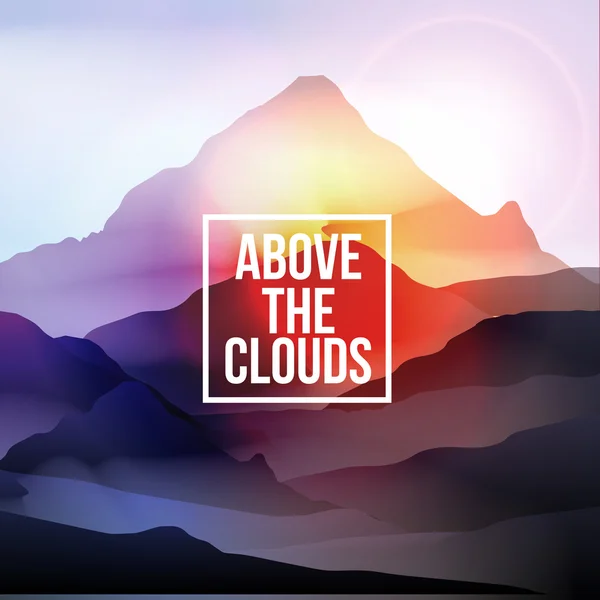 Bulutlar motivasyonel teklif dağ zemin - vektör çizim üzerine yukarıda