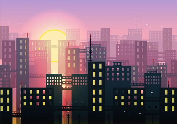 City Skylines - Ilustración vectorial — Archivo Imágenes Vectoriales