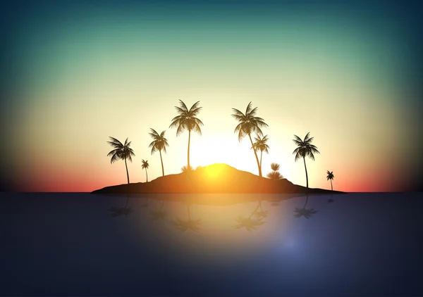 Isla tropical - Ilustración vectorial — Vector de stock