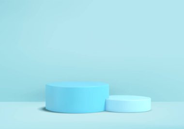 Geometrik platformlu 3d arkaplan ürünleri en az podyum sahnesi. 3d arkaplan vektörü podyum ile hazırlanıyor. Kozmetik ürünlerini gösteriyor. Modern stüdyo mavi pastel üzerinde sahne gösterisi.