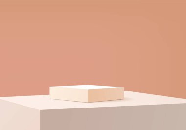 Geometrik platformlu 3d arkaplan ürünleri en az podyum sahnesi. 3d arkaplan vektörü podyum ile hazırlanıyor. Kozmetik ürünlerini gösteriyor. Modern stüdyo portakal renginde sergi.