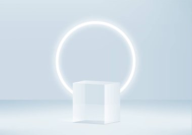3d arkaplan ürünleri geometrik platformlu podyum sahnesini gösteriyor. 3d arkaplan vektörü podyum ile hazırlanıyor. Kozmetik ürünlerini gösteriyor. Sahne vitrininde gri renkli stüdyo