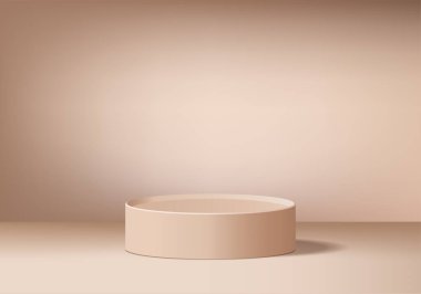 3d arkaplan ürünleri geometrik platformlu podyum sahnesini gösteriyor. 3d arkaplan vektörü podyum ile hazırlanıyor. Kozmetik ürünlerini gösteriyor. Kahverengi atölyede sahne gösterisi.