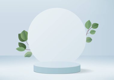 3d arkaplan ürünleri bulut geometrik platformlu podyum sahnesini gösteriyor. 3d arkaplan vektörü podyum ile hazırlanıyor. Kozmetik ürünlerini gösteriyor. Mavi Stüdyo 'da sahne gösterisi