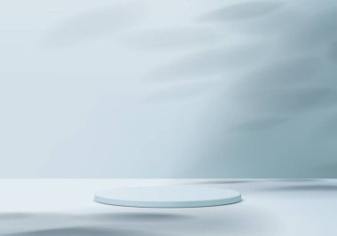 Arkaplan ürünleri podyum sahnesini geometrik platformla gösterir. 3d arkaplan vektörü podyum ile hazırlanıyor. Kozmetik ürünlerini gösteriyor. Mavi Stüdyo 'da sahne gösterisi