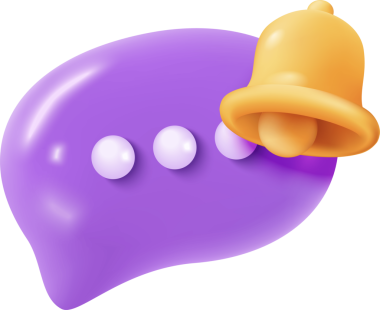 Beyaz arkaplanda mor yüzlü 3 boyutlu bir baloncuk oluşturma.