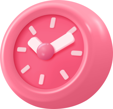 3 boyutlu pembe çalar saat.
