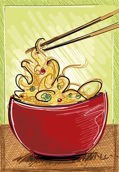 Maceta de fideos — Vector de stock