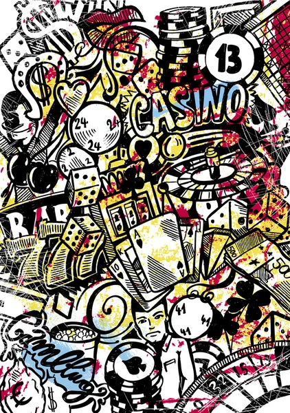 Doodle de cassino —  Vetores de Stock