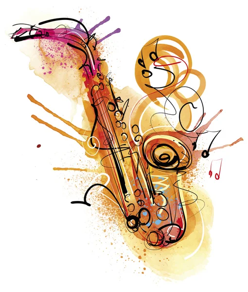 Saxophone aquarelle — Image vectorielle