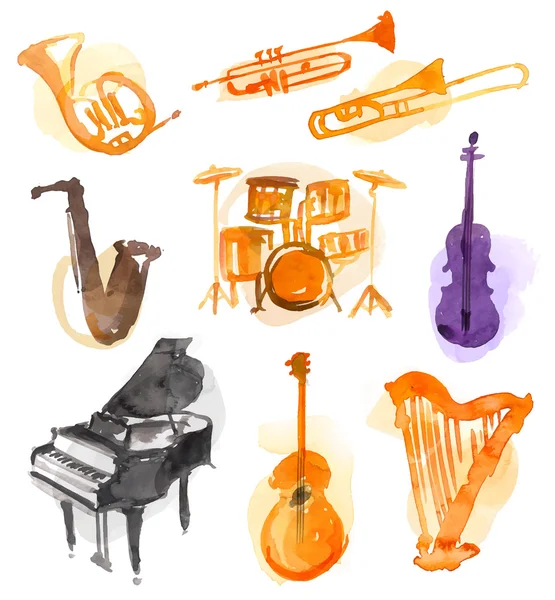 Instrumentos de acuarela — Archivo Imágenes Vectoriales