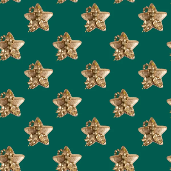 Nahtloses Muster Aus Weihnachts Oder Neujahrsdekoration Form Eines Goldenen Sterns — Stockfoto