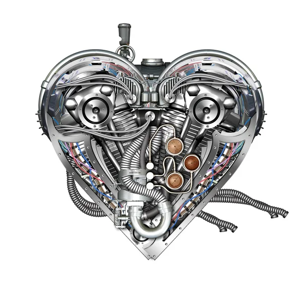 Technically mechanical heart — Stock Photo, Image