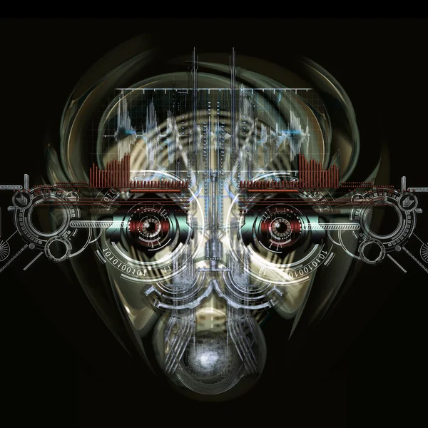 Φουτουριστικό cyborg προσώπου, 3d απεικόνιση — Φωτογραφία Αρχείου