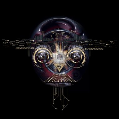 fütüristik cyborg yüz, 3d çizim