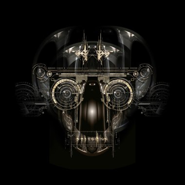 futuristic cyborg face, 3D illustration clipart