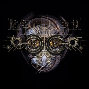 fütüristik cyborg yüz, 3d çizim